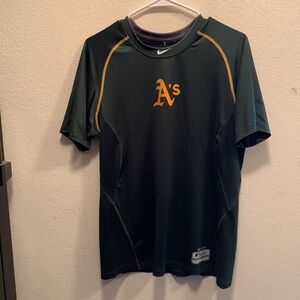 RARE NIKE DRI-FIT PRO COMBAT OAKLAND ATHLETICS A'S PERFORMANCE FITTED SHIRT